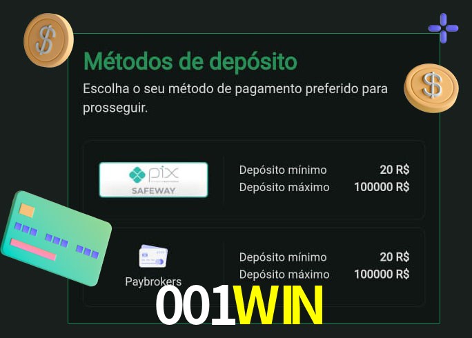 O cassino 001WIN oferece uma grande variedade de métodos de pagamento